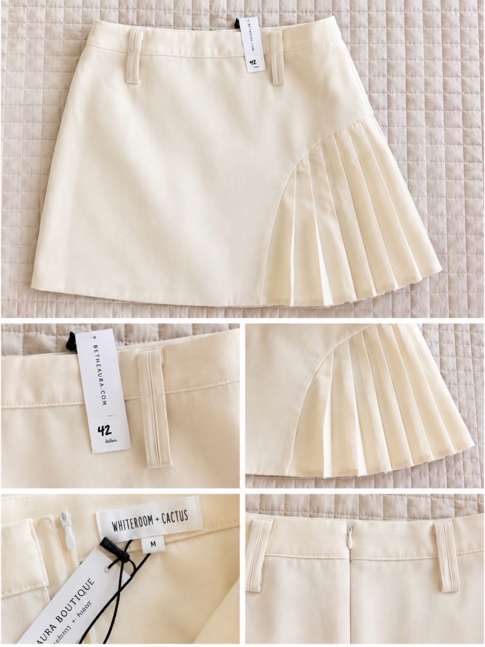 🤍 WhiteRoom + Cactus Ivory Pleated Mini Skirt | NWT | Size M